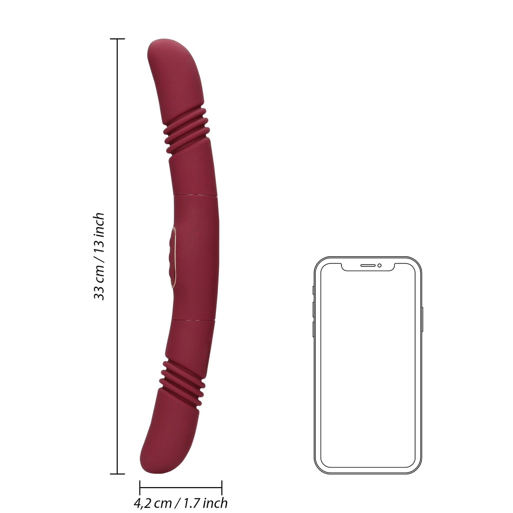 Vibrator Loveline cu 10 funcții, cu două fețe, tip Thrust