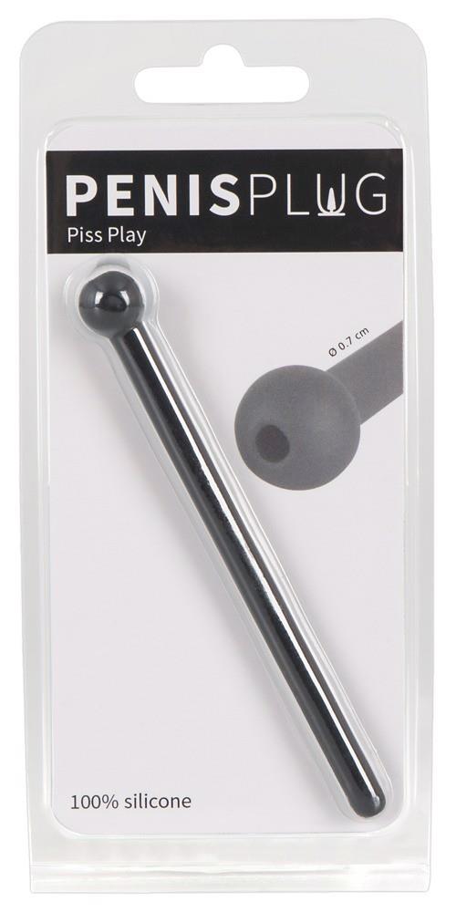 Dop pentru penis Piss Play din silicon Dop pentru penis negru 11,8 cm