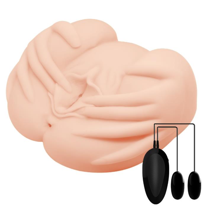 Masturbator realist Crazy Bull cu vagin și anus, vibrator, culoarea pielii, 22 cm
