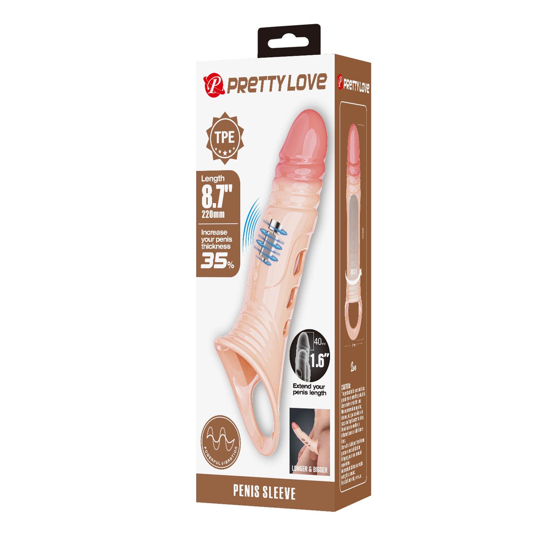 Manșon vibrant realist pentru penis Pretty Love 22 cm