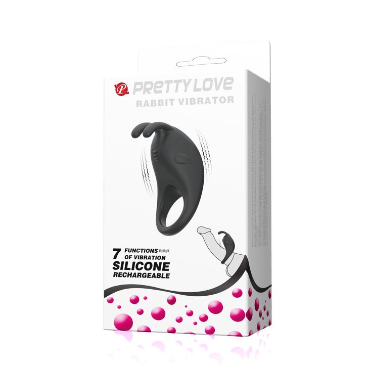 Inel vibrant din silicon Pretty Love cu iepuraș USB 7,5 cm