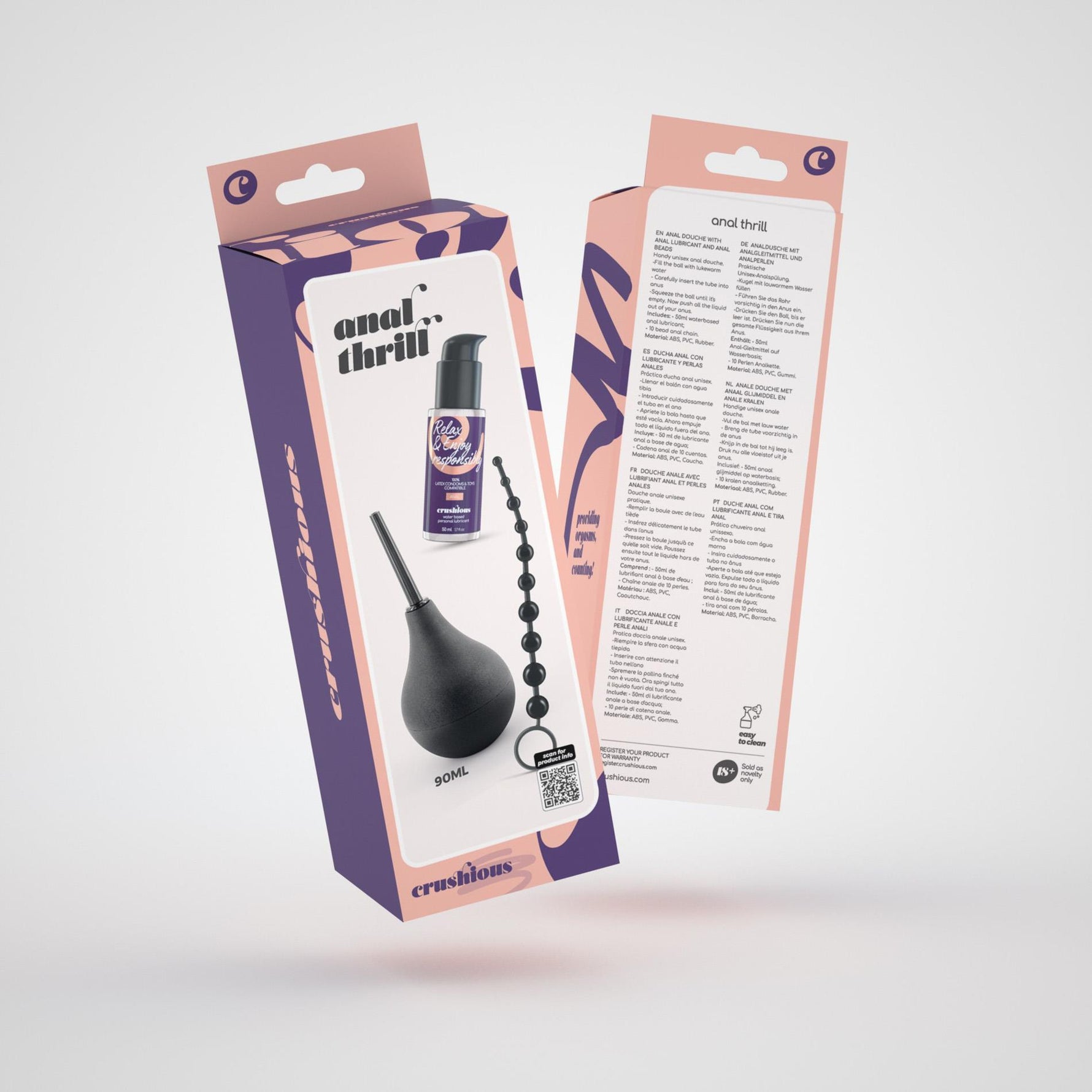 Set anal Crushious cu pere 90 ml, lanț cu 10 perle