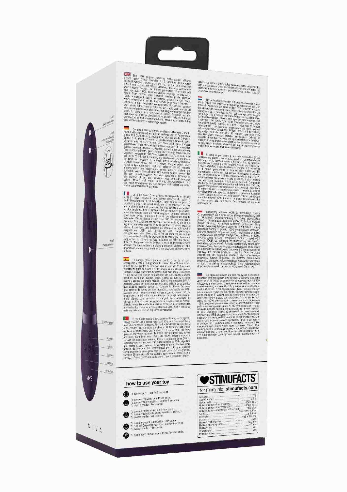 Vibrator Niva ShotsToys Iepuraș Violet USB 360 de grade