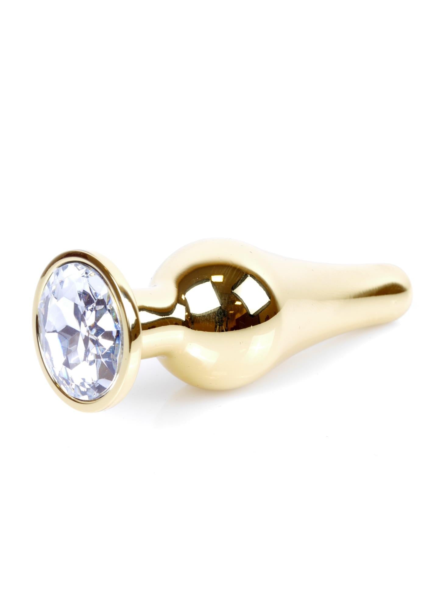 Plug anal din oțel auriu cu diamant MyLove Toys 9,5 cm