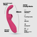 Vibrator Crushious Cyrano din silicon cu aspirație USB pentru punctul G, 18 cm