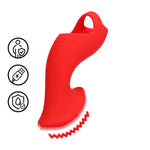 Vibrator mini texturat pentru deget Loveline, roșu, 12 cm