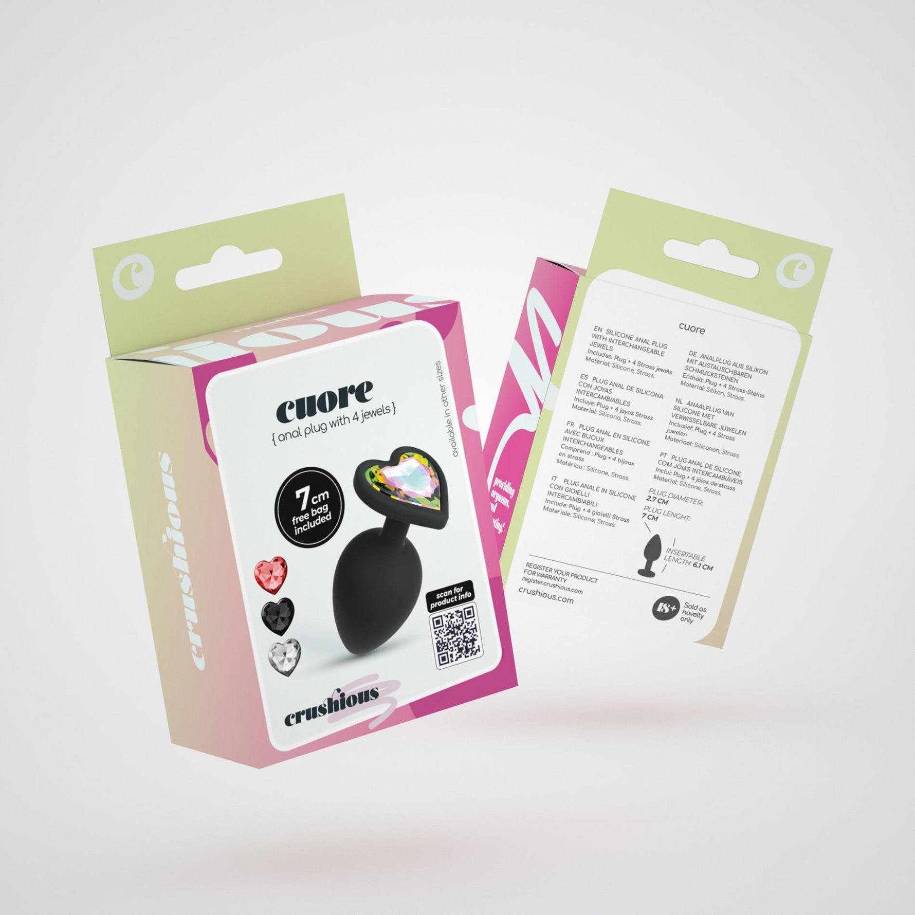 Plug anal din silicon Crushious Cuore mic cu 4 cristale 7cm