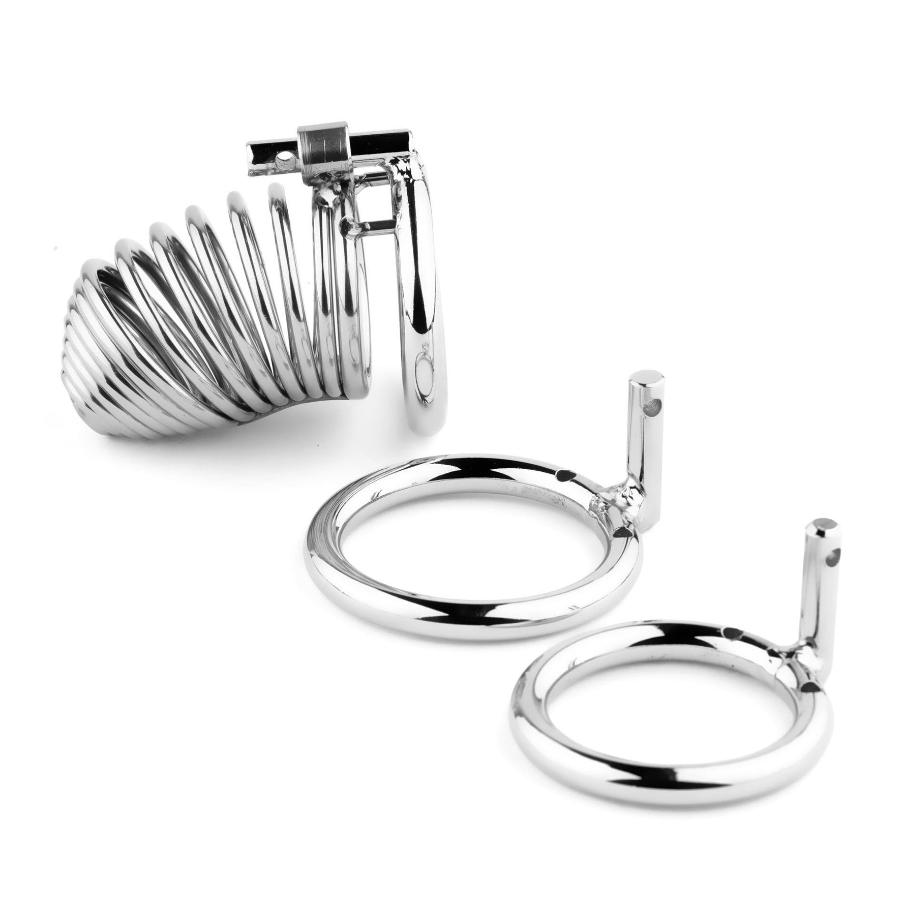 Cușcă pentru penis spiralată din oțel HeavyFun seria B 7,7 cm