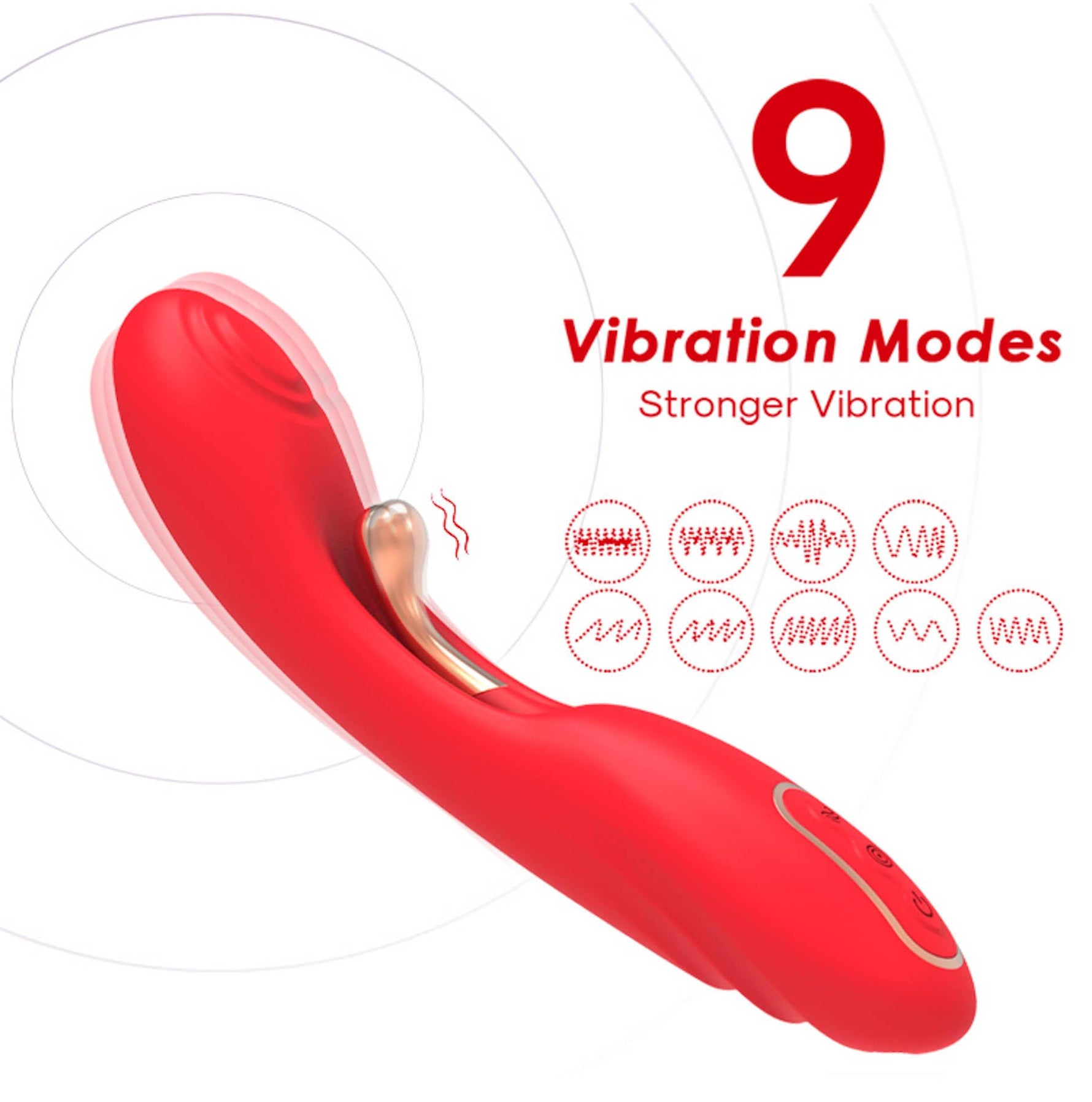 Vibrator cu punct G dublu, seria B Joy USB, 22 cm, roșu