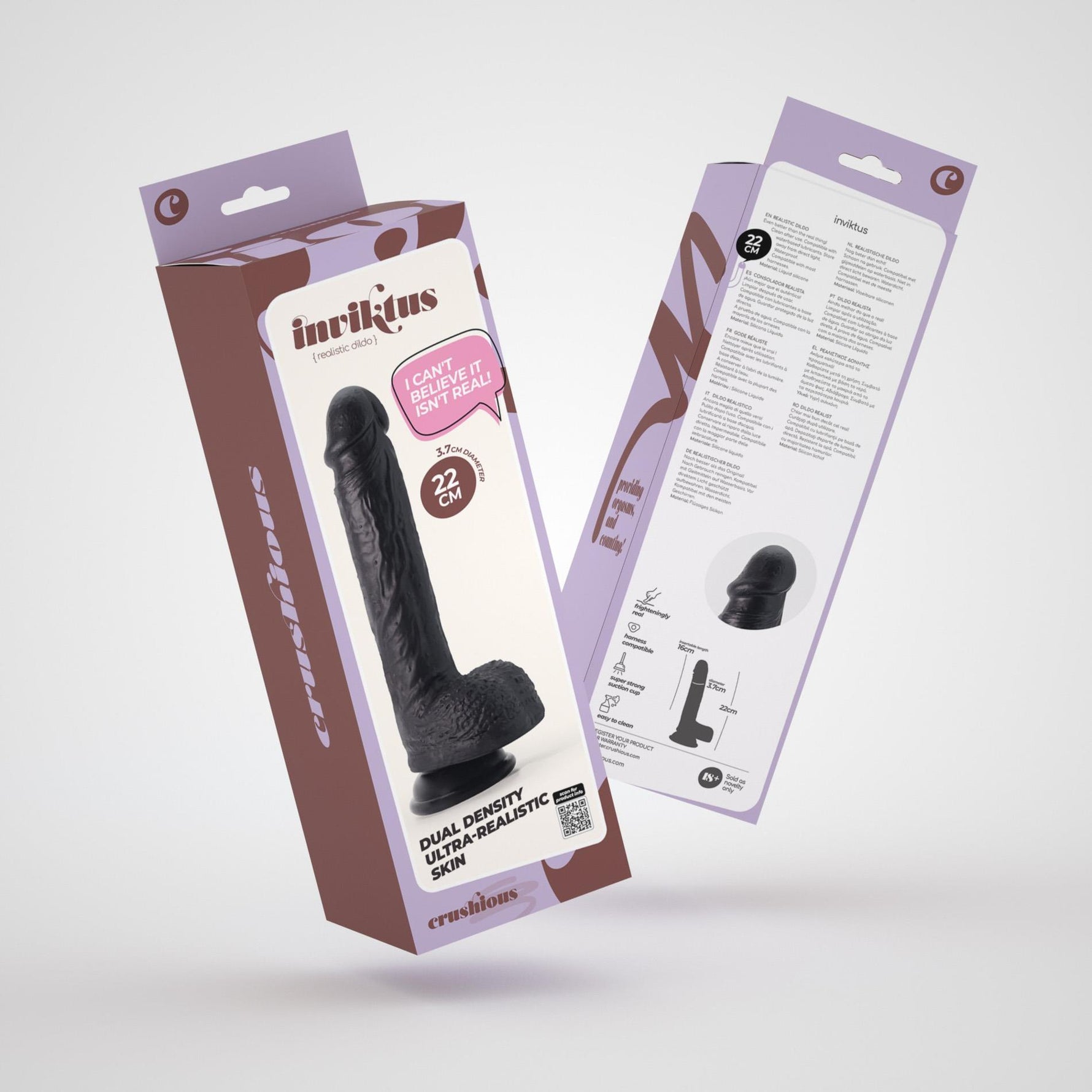 Dildo realist din silicon Inviktus Crushious 22 cm negru