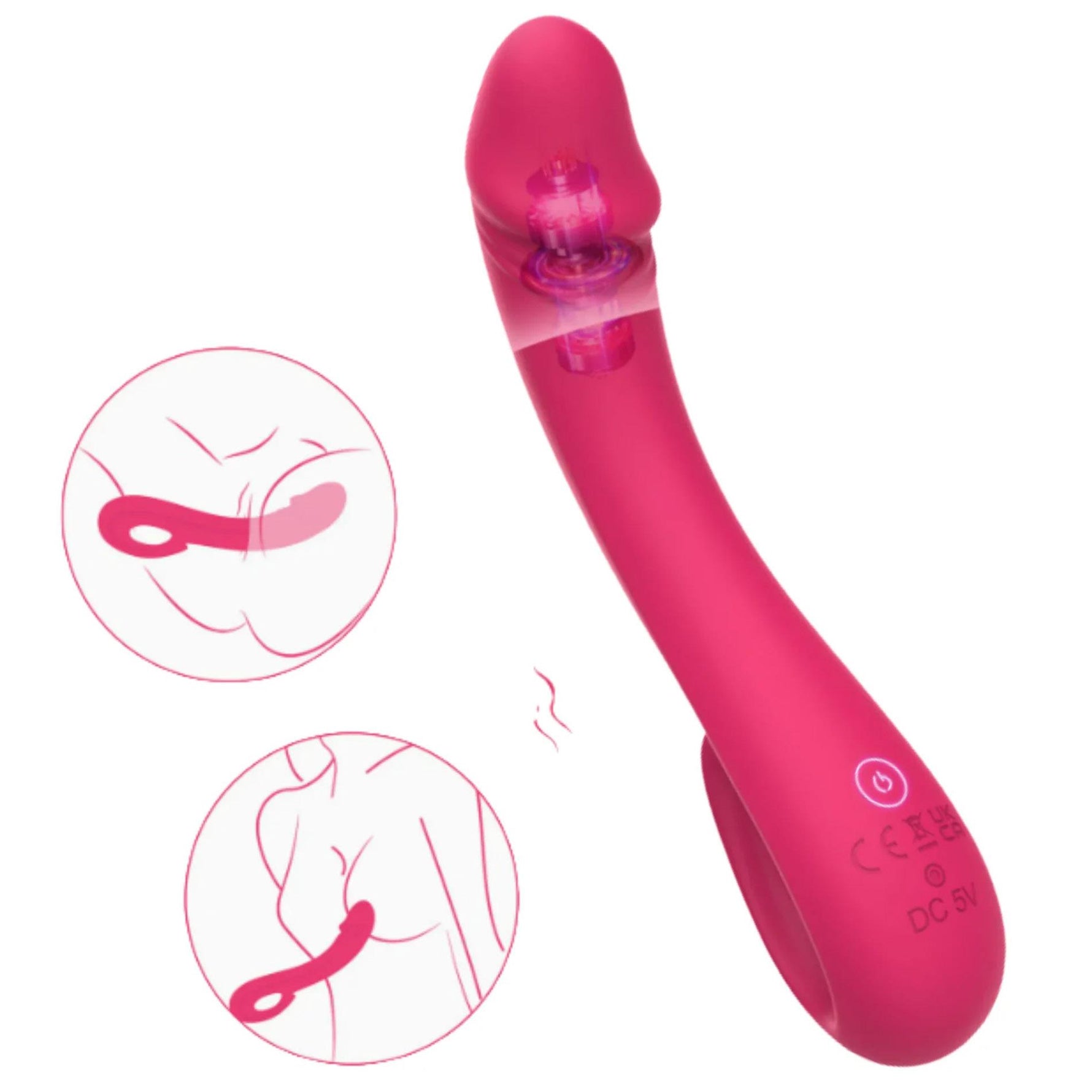 Vibrator Vibey pentru punctul G, flexibil, roz, USB, 19 cm