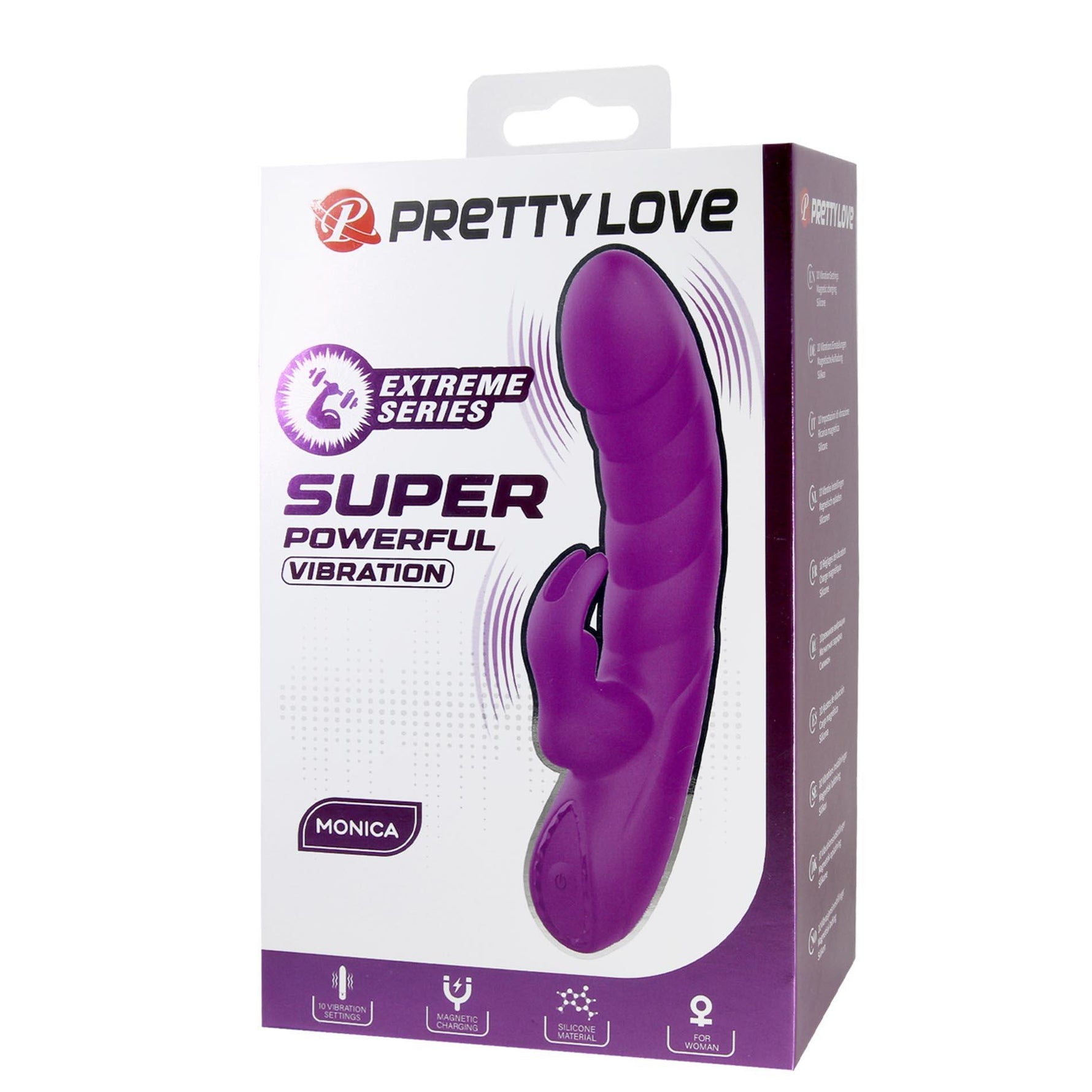 Vibrator Pretty Love Monica din silicon pentru iepure, cu 10 moduri