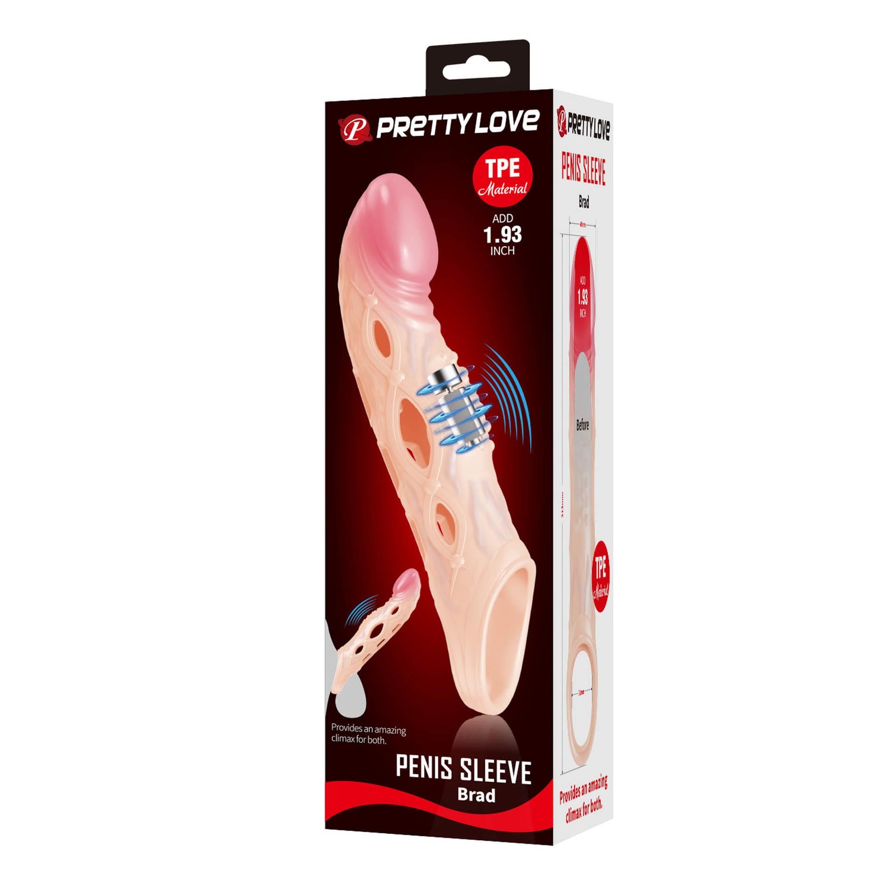 Manșon vibrant pentru penis Pretty Love BRAD cu buclă