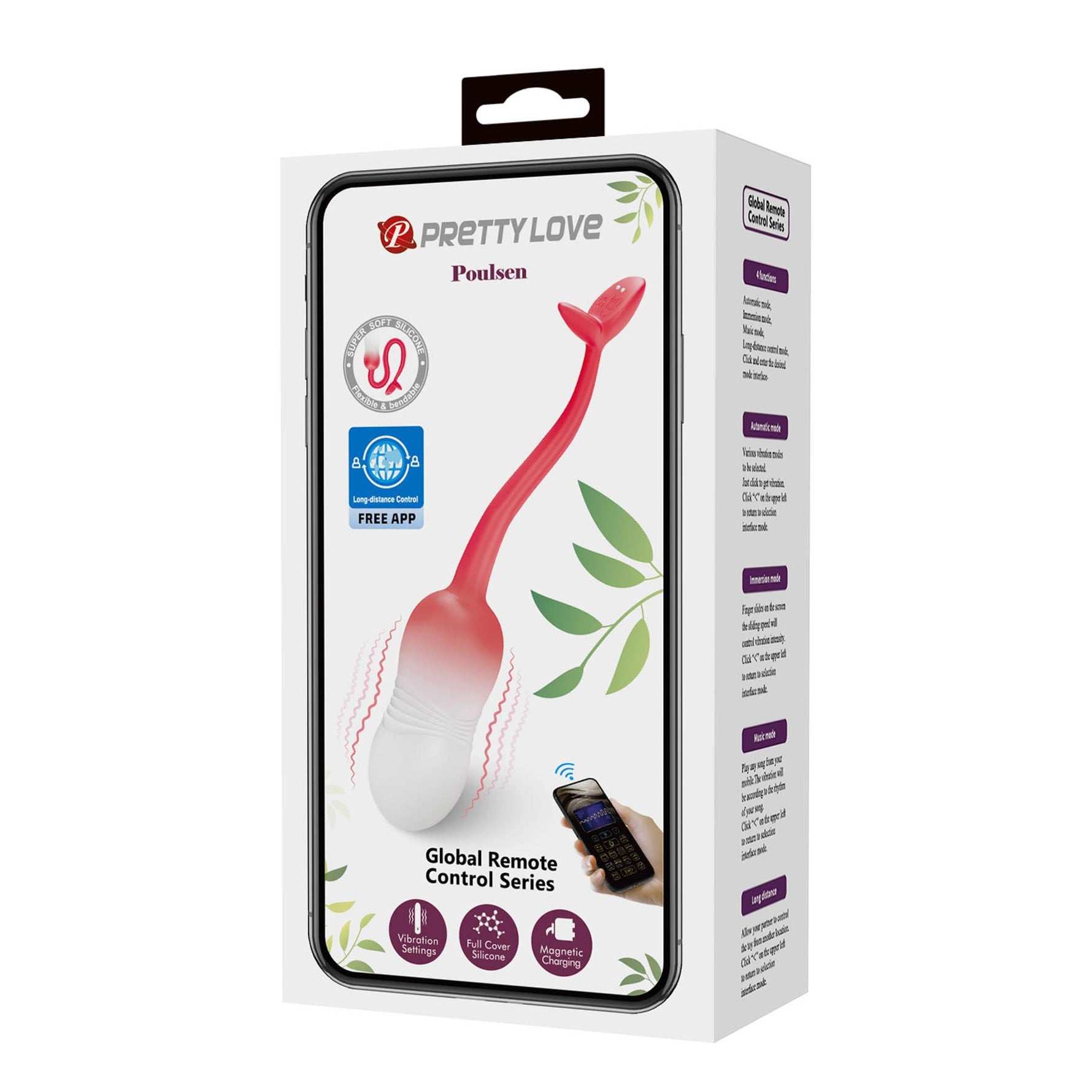 Ou vibrant Pretty Love Poulsen cu aplicație, silicon, USB, rezistent la apă