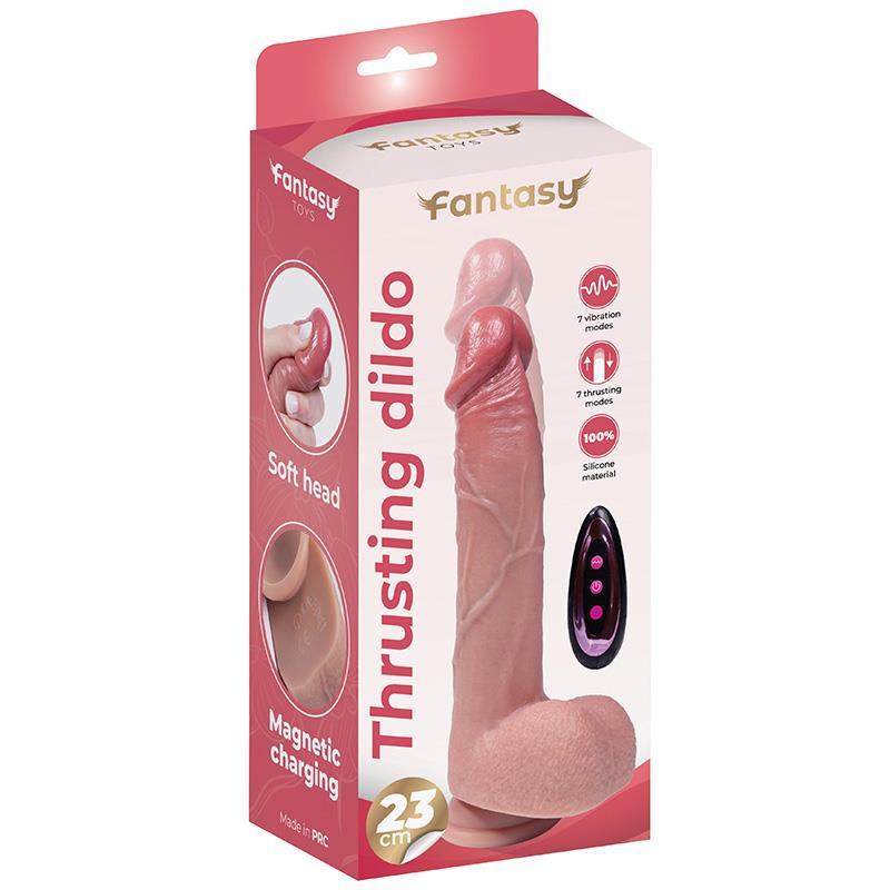 Dildo penetrant din silicon Fantasy 23 cm cu telecomandă USB