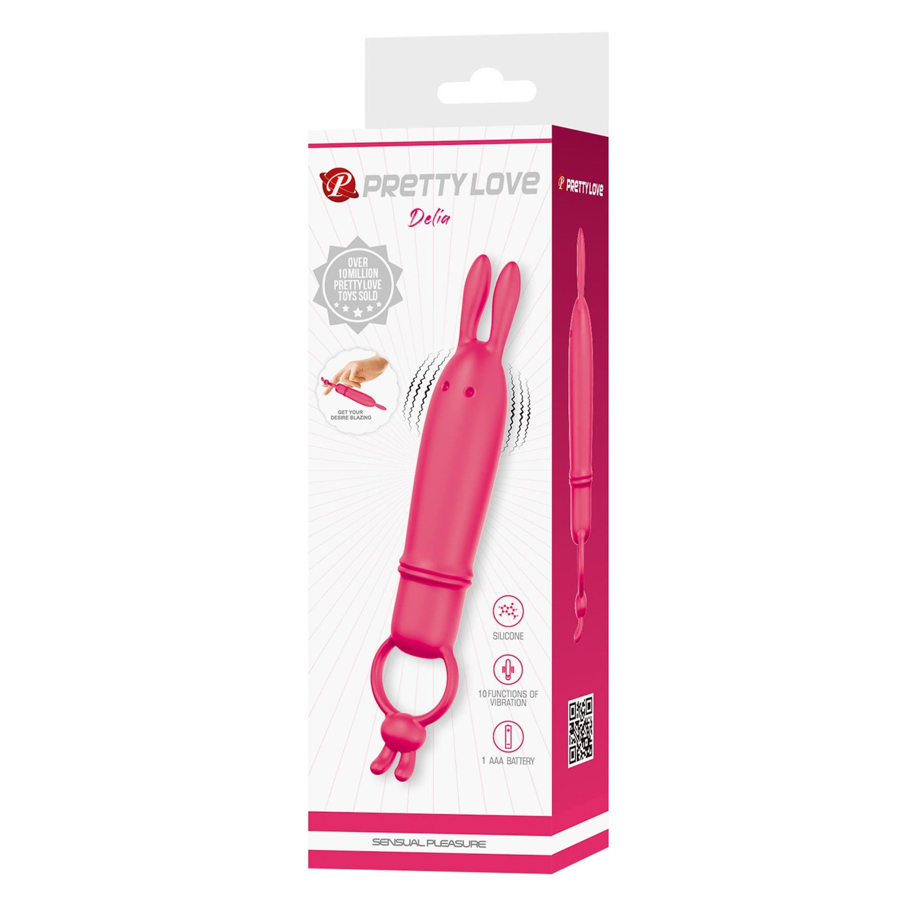 Vibrator Pretty Love Delia din silicon pentru iepure, 10 moduri, impermeabil, AAA