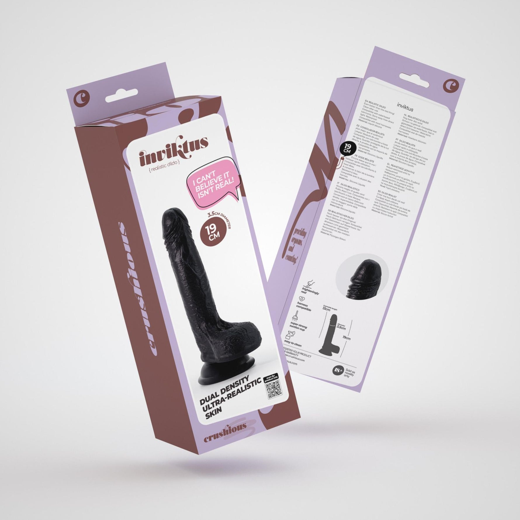 Dildo realist din silicon Crushious Inviktus negru 19 cm