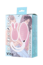 JOS VITA Ou vibrant pentru deget cu capac, roz pudrat, silicon 8,5 cm