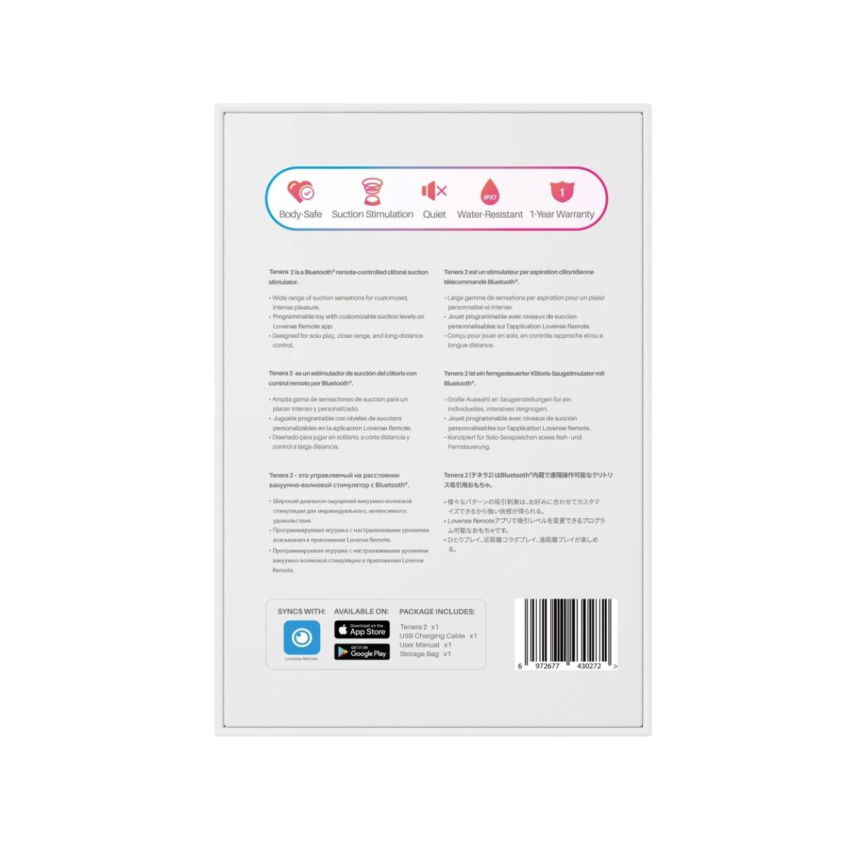 Stimulator de aspirație Lovense Tenera 2 cu aplicație IPX7