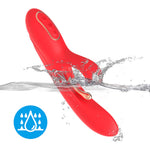 Vibrator Nirvana Iepuraș Roșu cu Trei Puncte din Silicon, USB, 22 cm