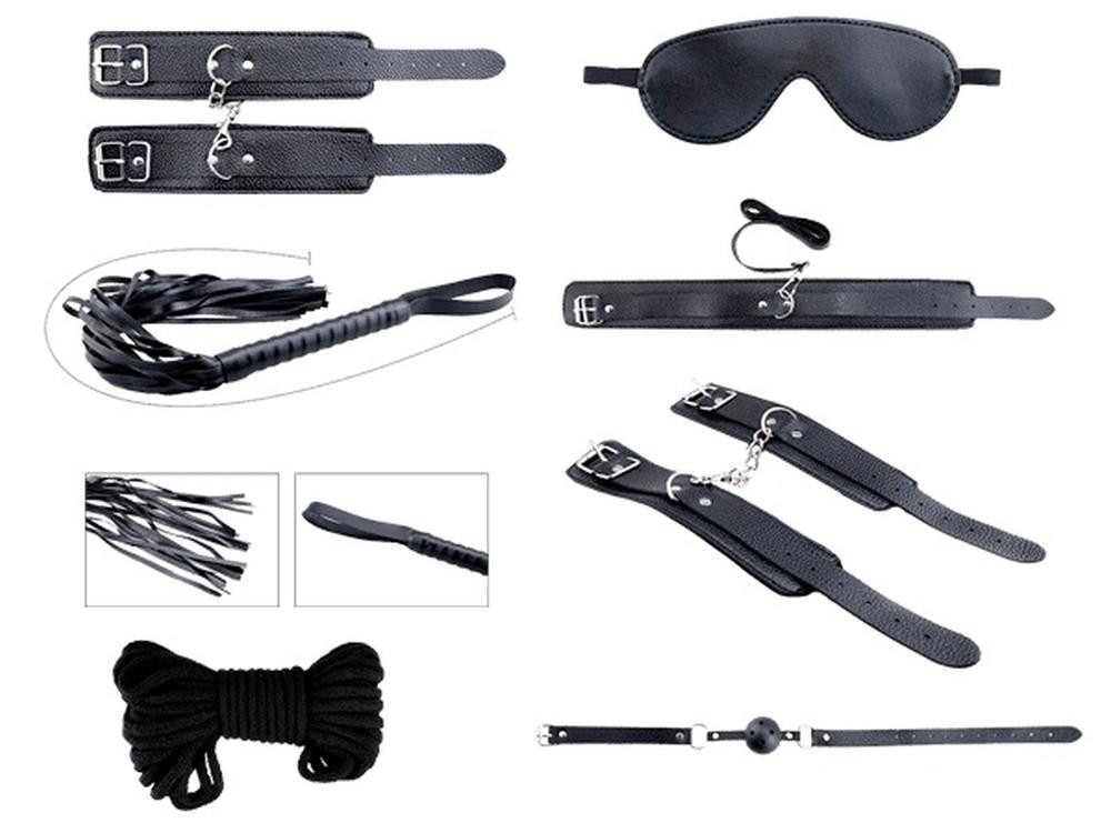 Set BDSM Secret Desires Alive, Negru, 8 Piese