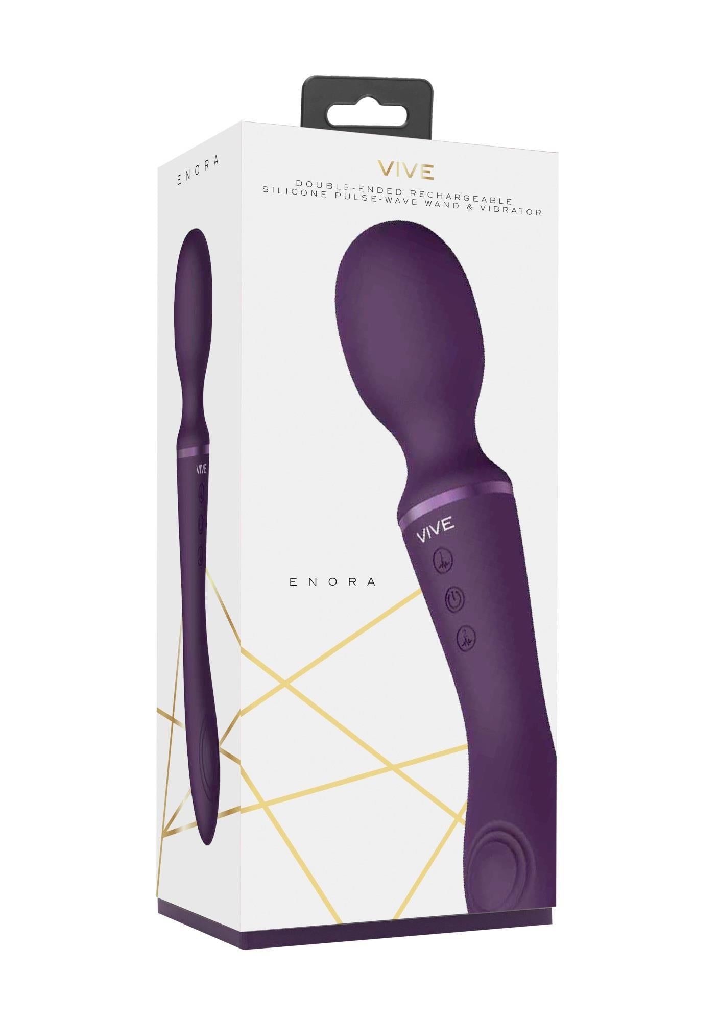 Vibrator cu baghetă din silicon Vive Enora, violet, USB, 22 cm