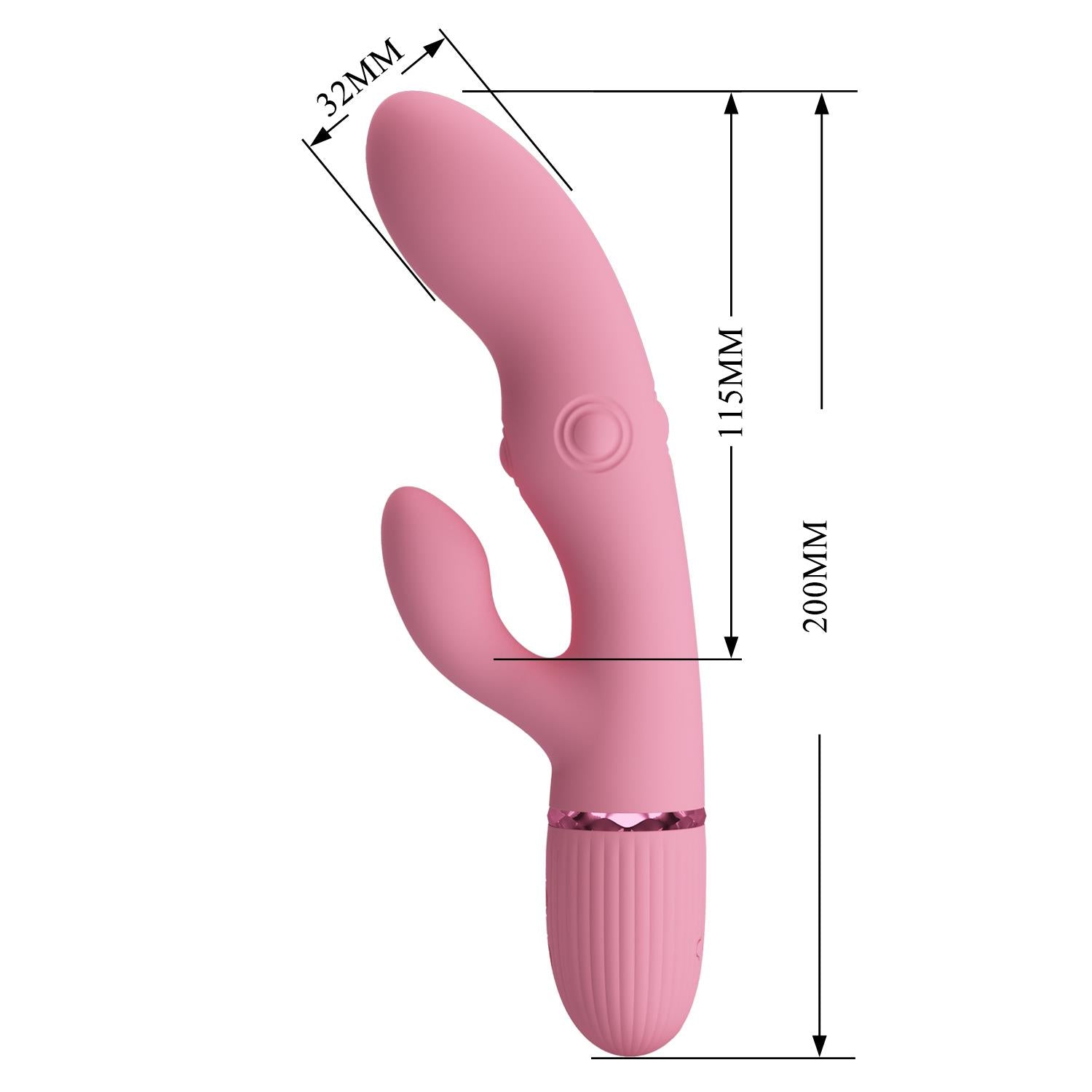 Vibrator Pretty Love Zach din silicon roz, cu patru laturi, în formă de iepuraș
