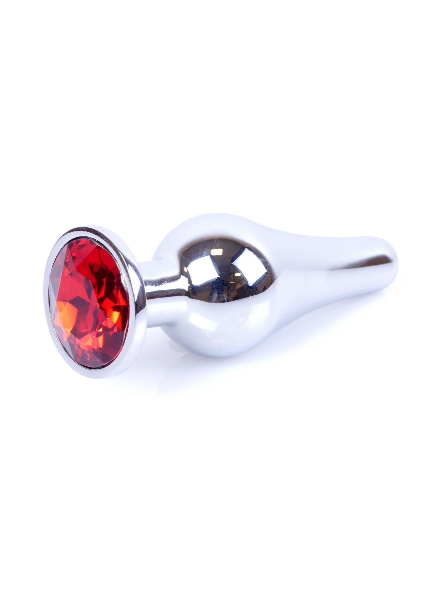 Plug anal argintiu cu diamant roșu MyLove Toys 9,5 cm