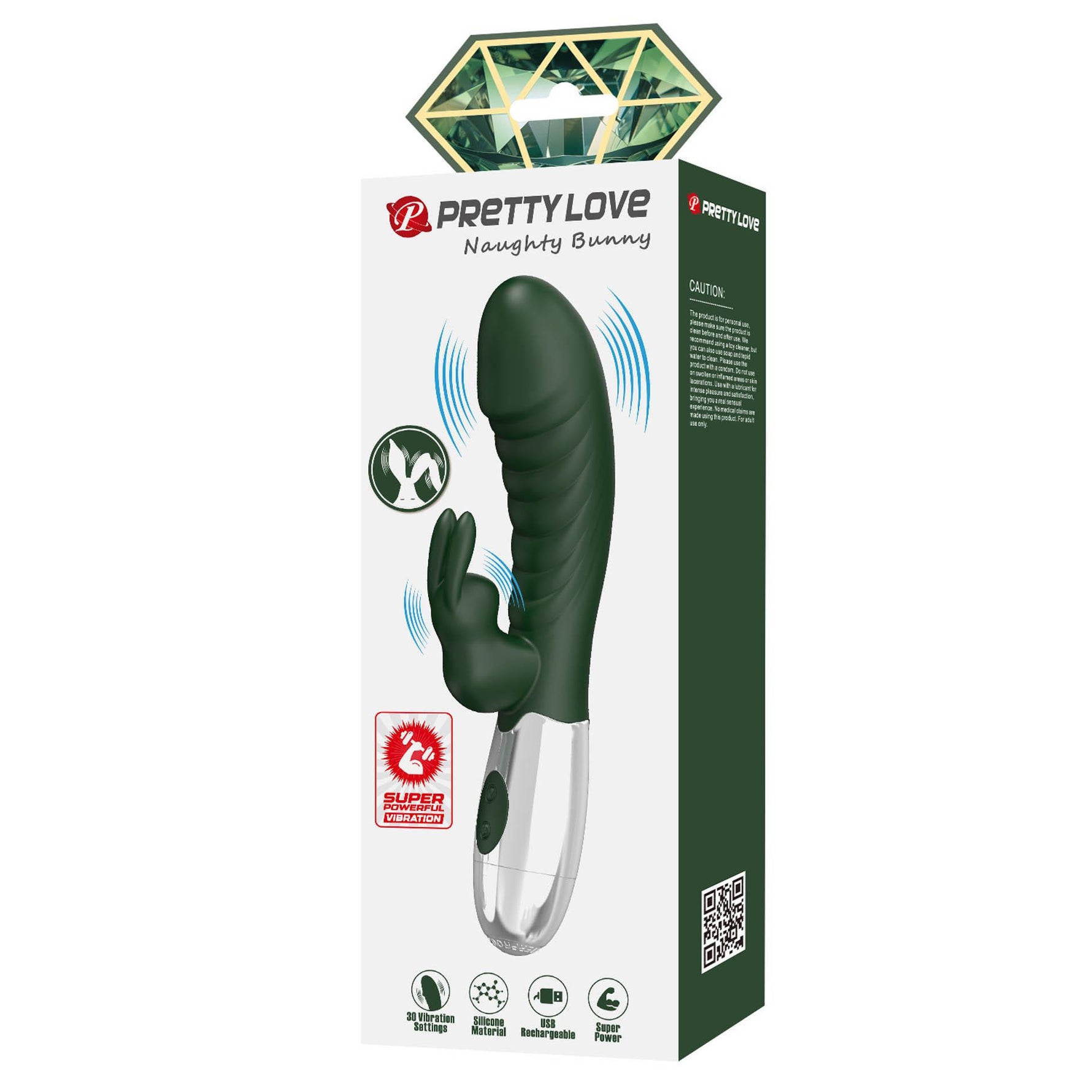 Vibrator Pretty Love Bunny cu motor dublu, silicon, USB