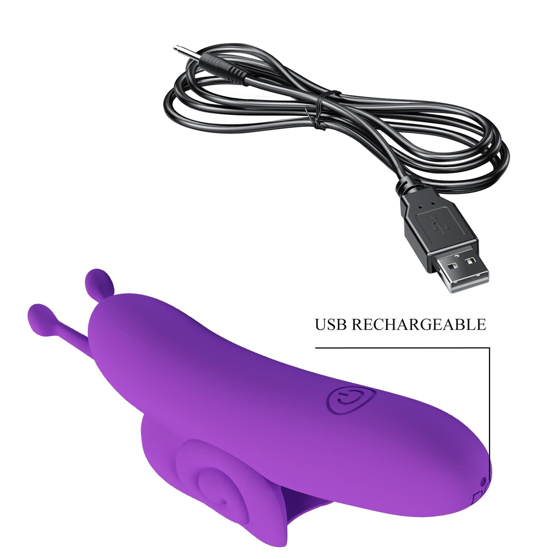 Vibrator deget Pretty Love Snail USB din silicon, 10 funcții