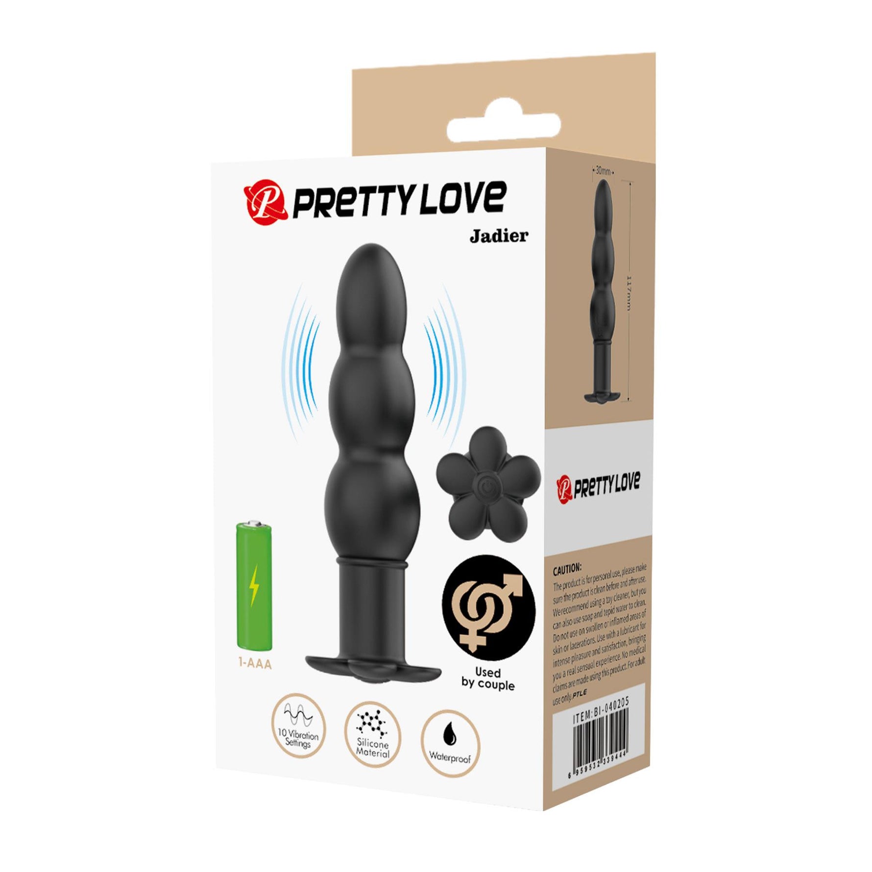 Plug anal vibrant din silicon negru Pretty Love Jadier