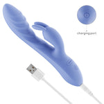Vibrator USB Lovetoy Swirl din silicon, formă de iepuraș, 20,5 cm