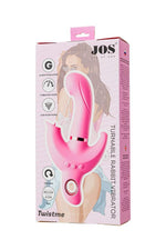 Vibrator rotativ JOS Twistme Iepuraș, silicon roz, USB, 19,5 cm