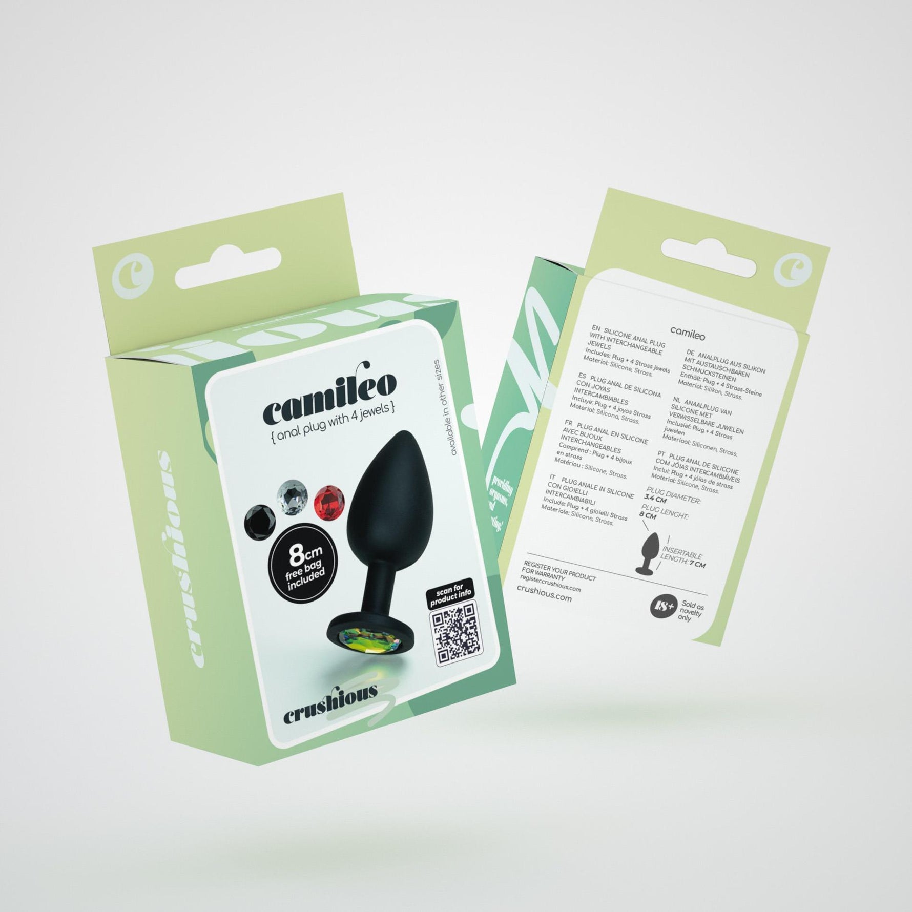 Plug anal regulat Crushious Camileo cu 4 bijuterii interschimbabile