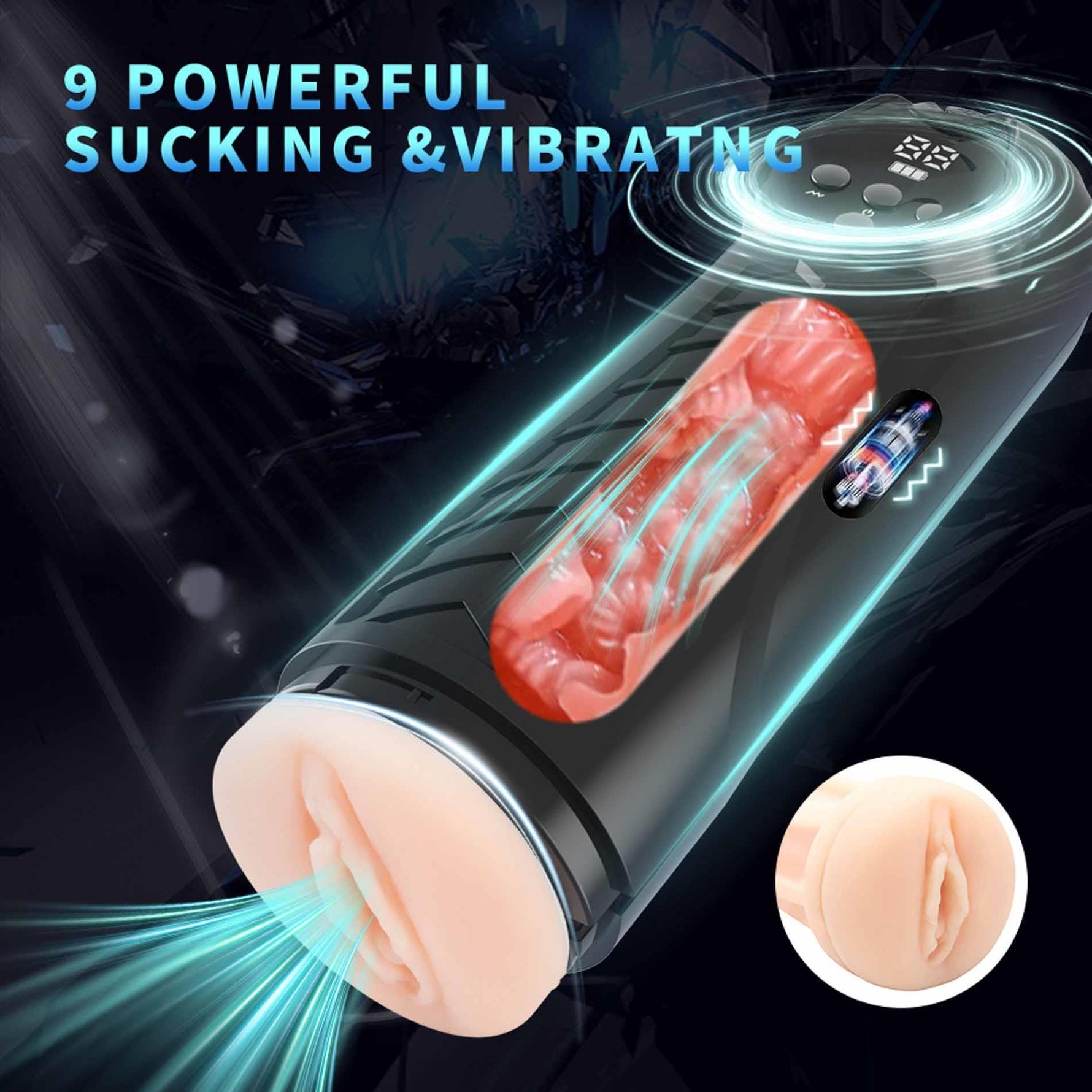 Masturbator LUXURY 04 cu vibrații și aspirație USB 27 cm