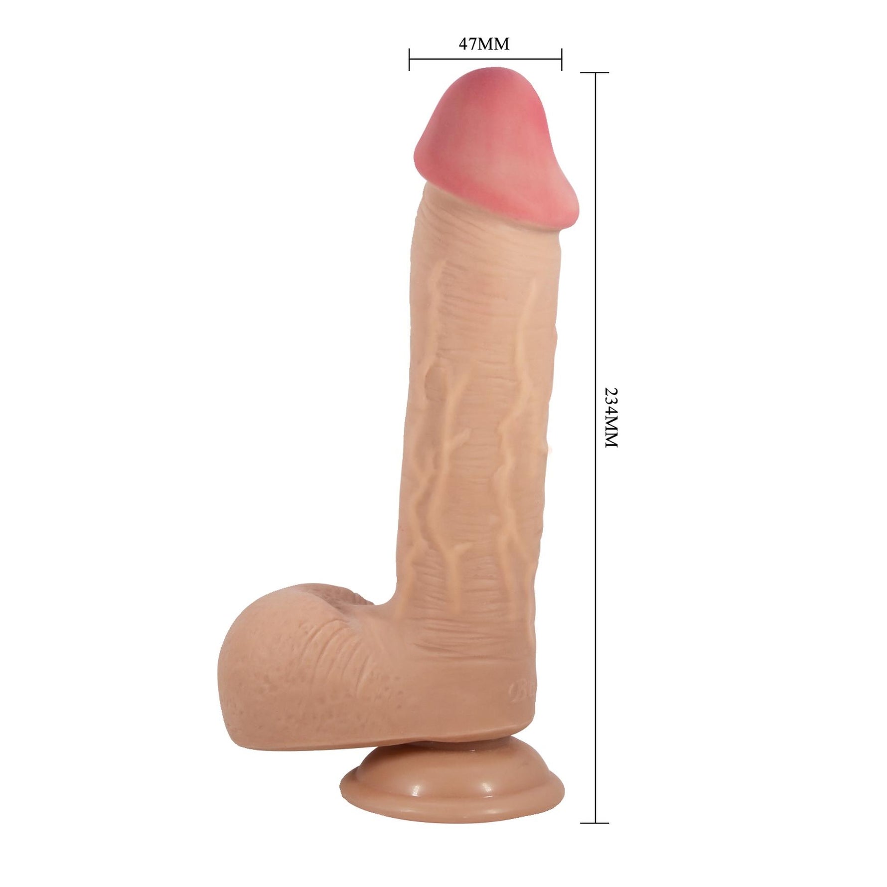 Dildo realist Baile cu piele glisantă, culoarea pielii, 23 cm, ventuză