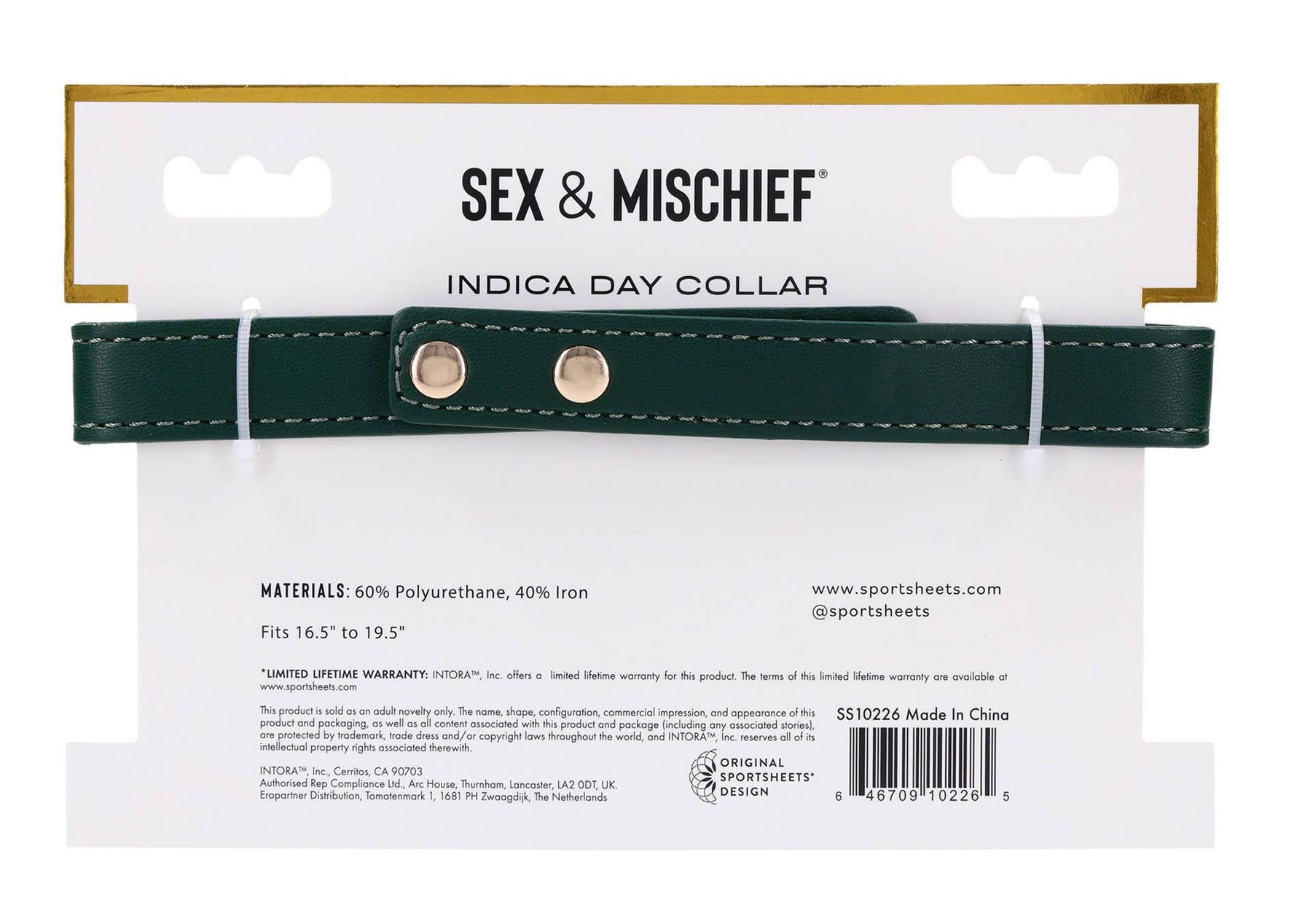 Zgarda de zi reglabilă Indica Sportsheets Emerald
