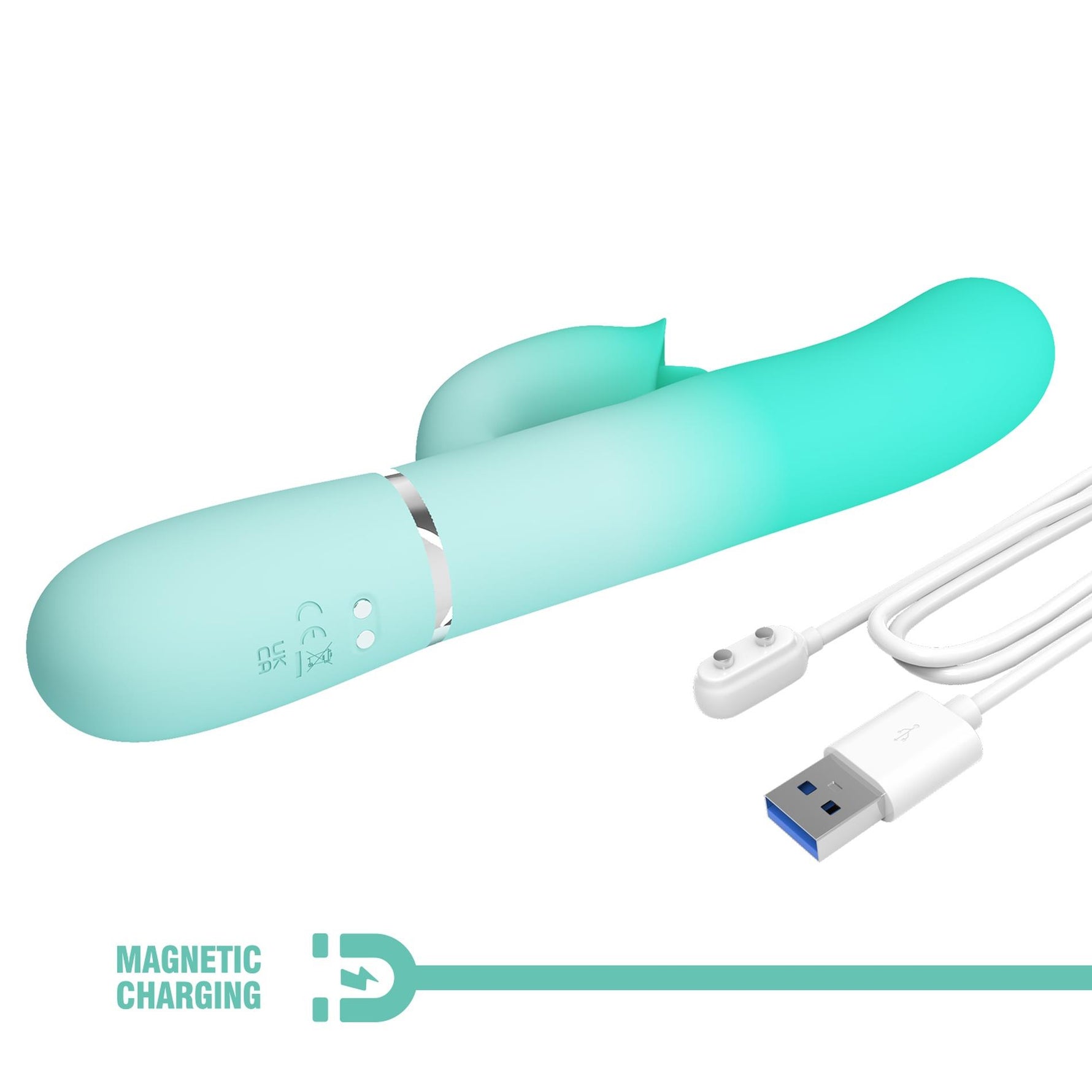 Vibrator Pretty Love Gigi din silicon cu formă de iepuraș, 7 impulsuri, 7 linguri, USB