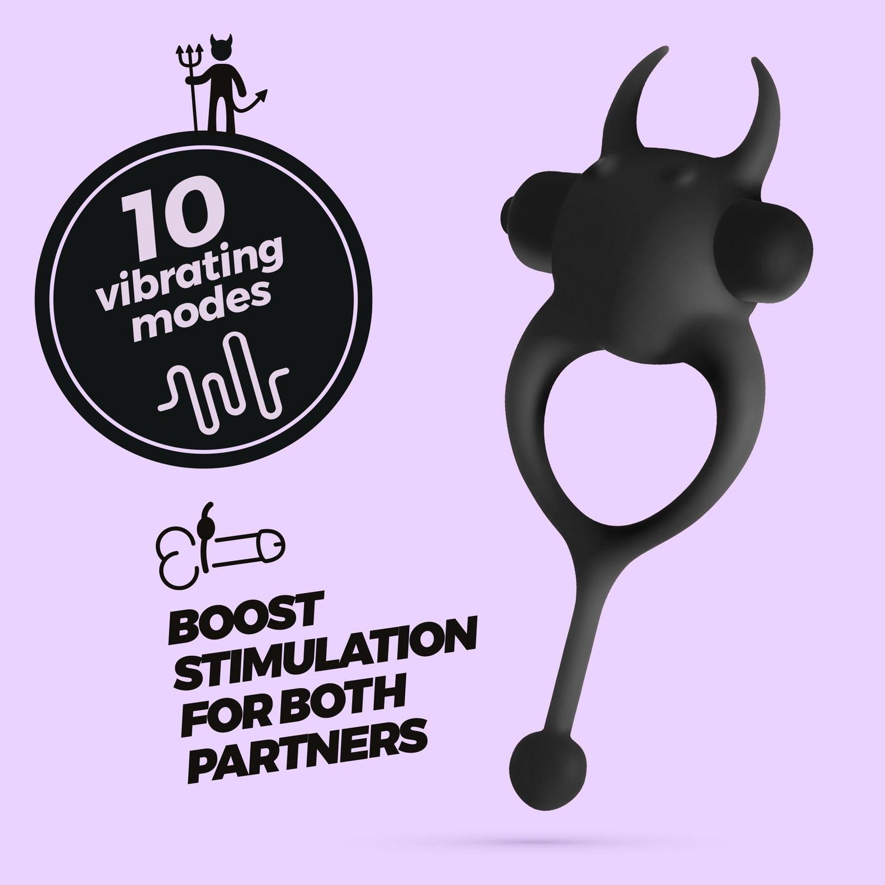 Inel vibrator pentru penis CRUSHIOUS DAEMON, negru