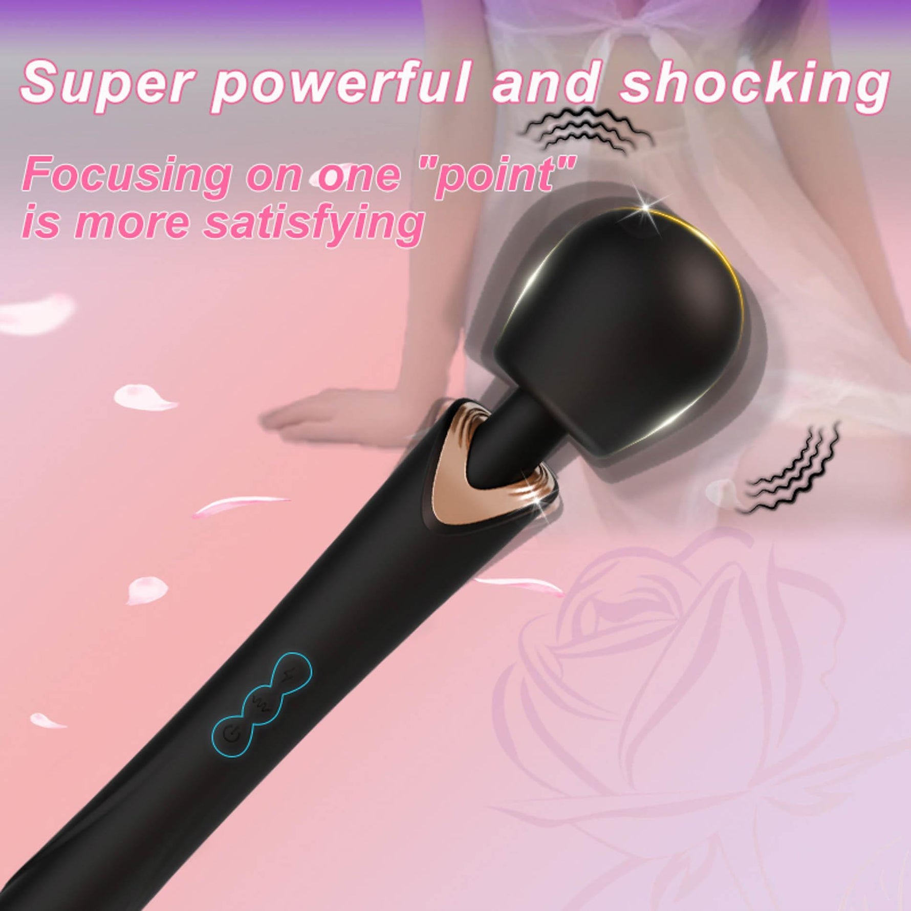 Masaj vibrant Perfect Wand din silicon, negru, USB