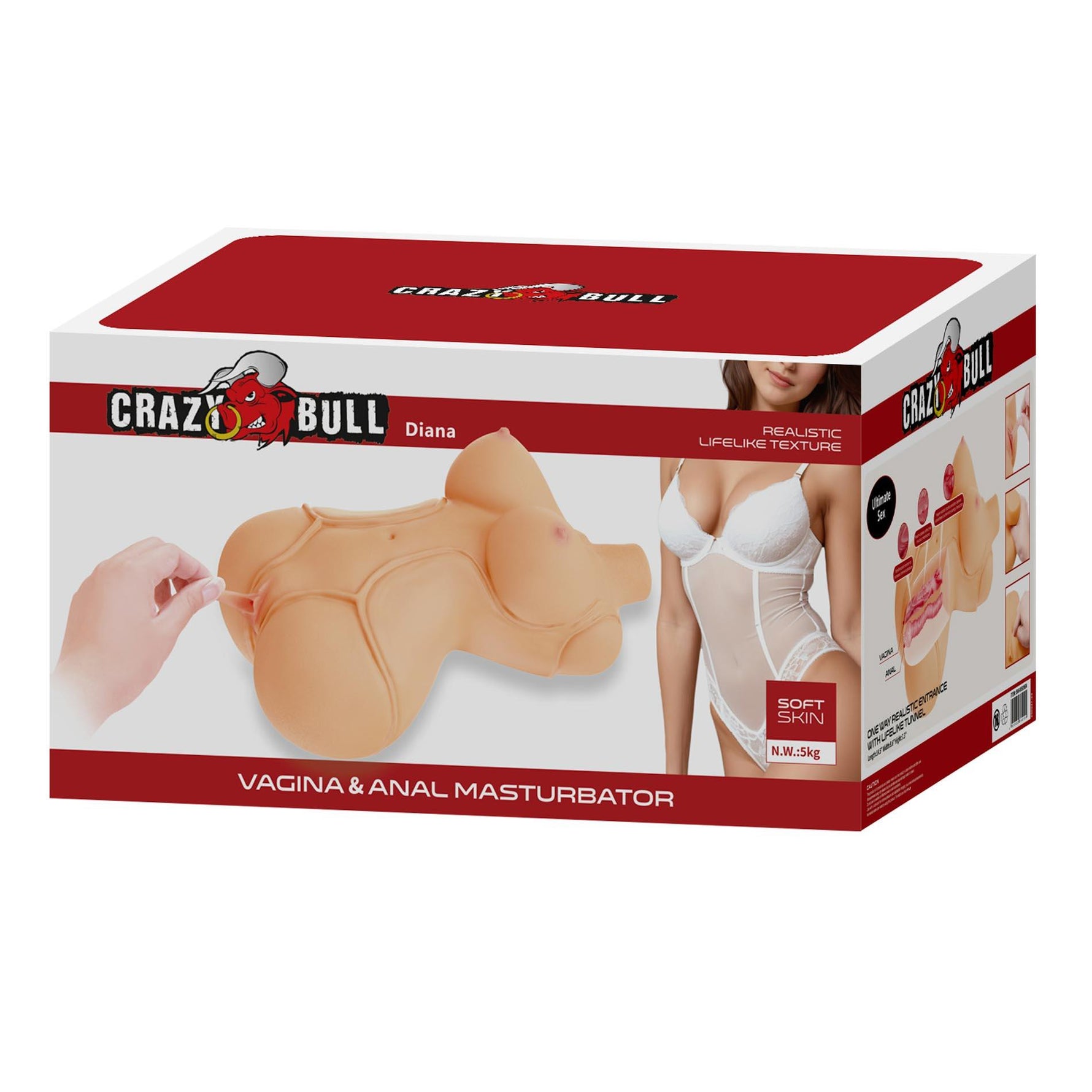 Masturbator vaginal și anal Crazy Bull Diana 37cm