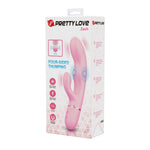 Vibrator Pretty Love Zach din silicon roz, cu patru laturi, în formă de iepuraș