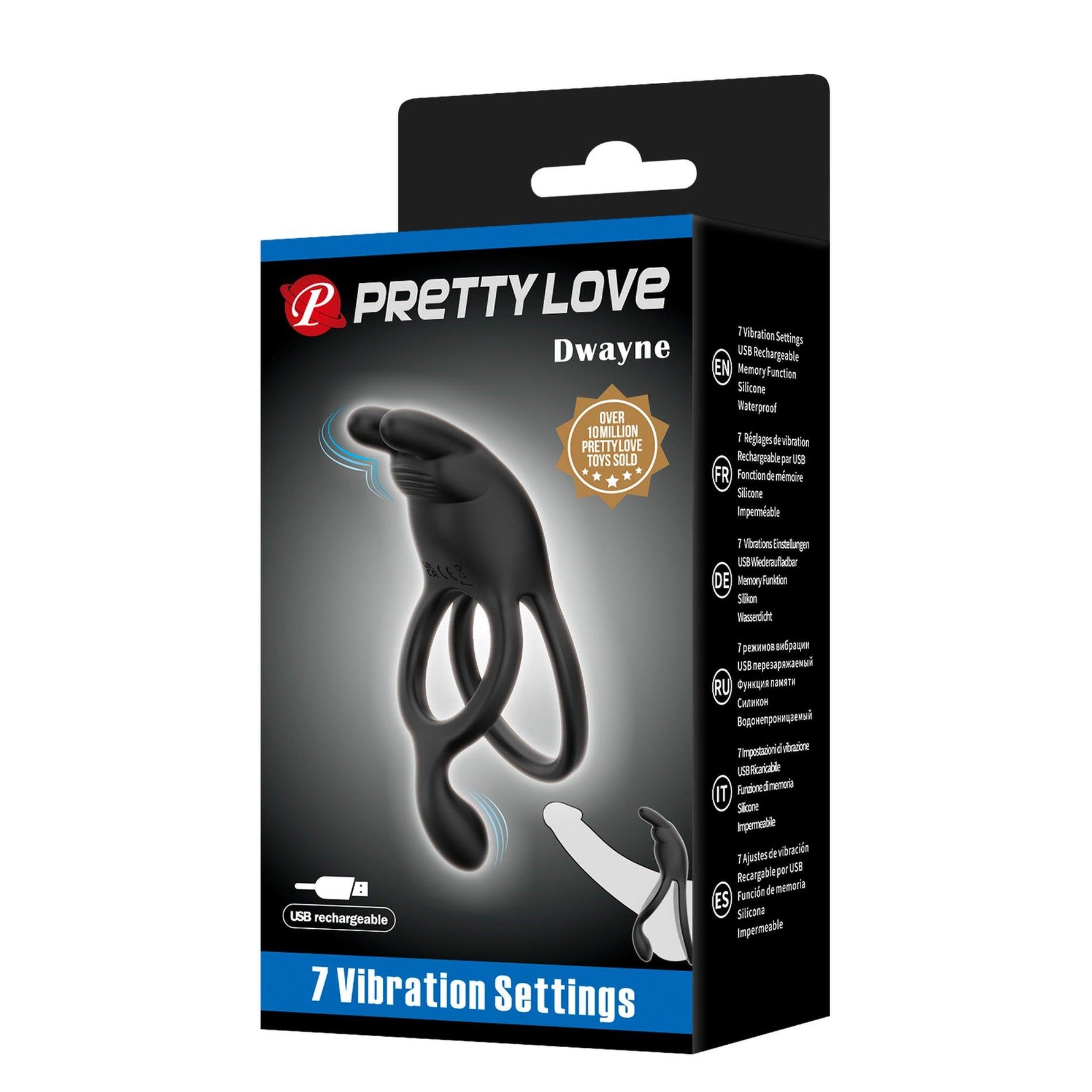 Inel vibrant din silicon Pretty Love SETH cu 7 funcții