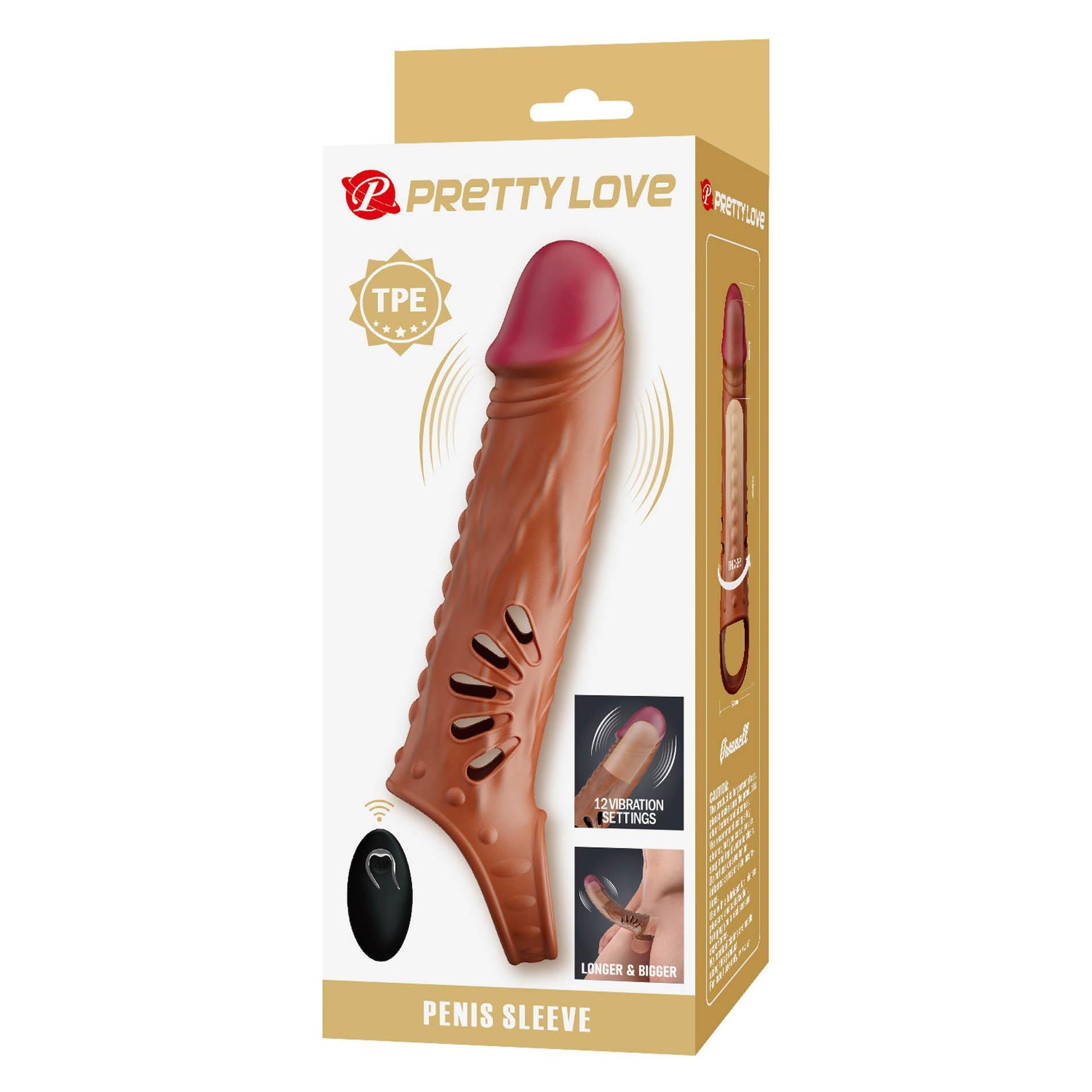 Manșon realist pentru penis Pretty Love, cu 12 vibrații, USB