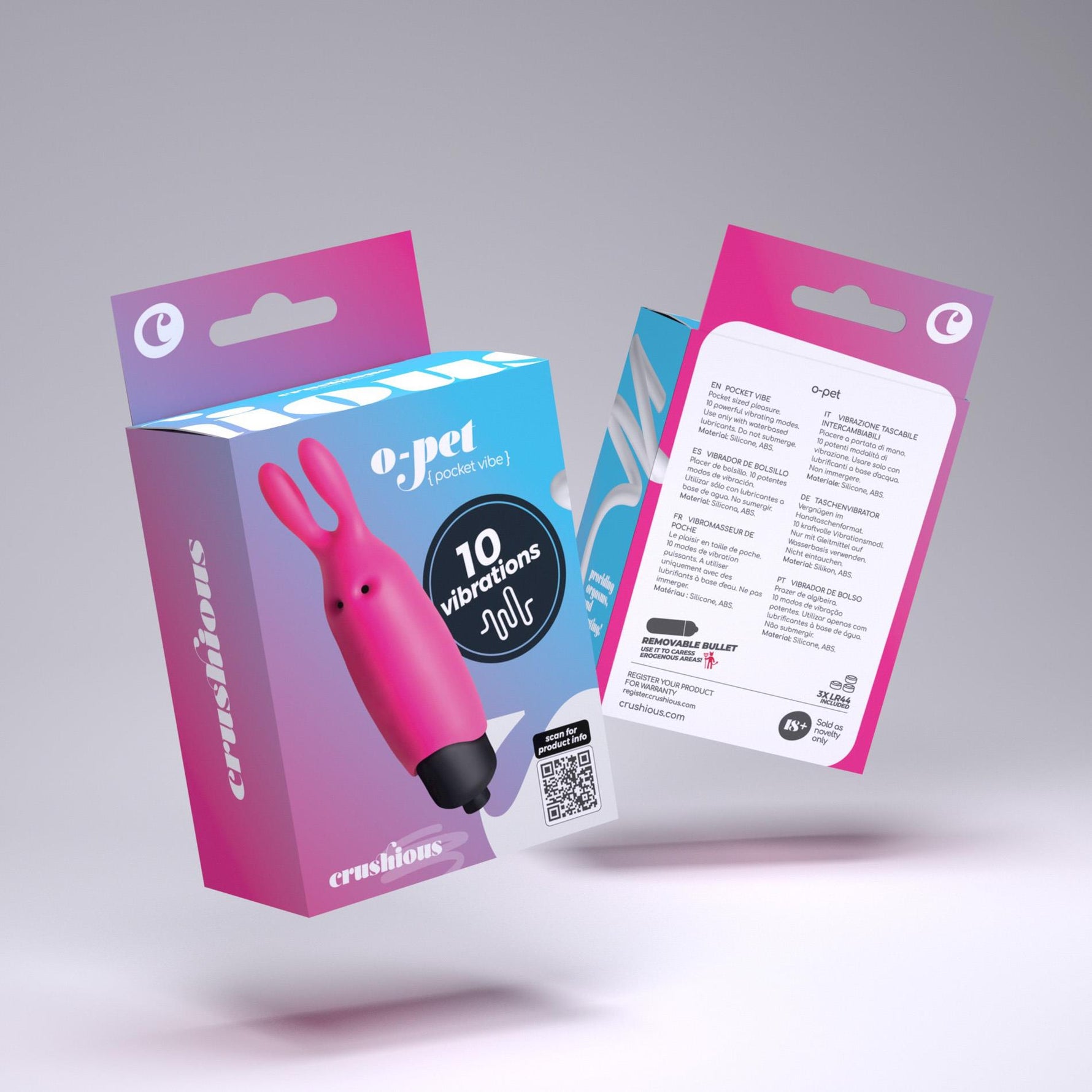 Vibrator Crushious O Pet Bunny roz cu 10 funcții