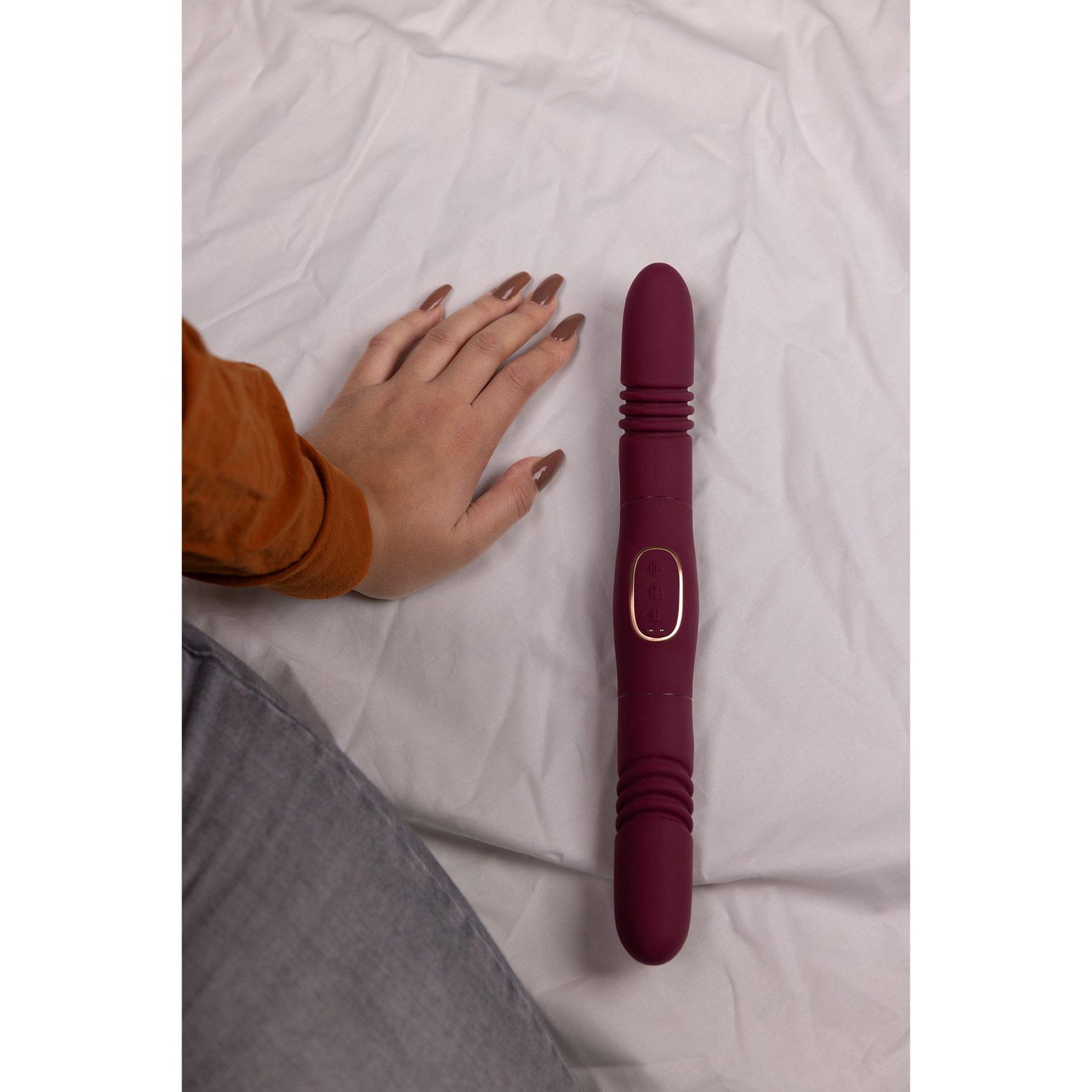 Vibrator Loveline cu 10 funcții, cu două fețe, tip Thrust