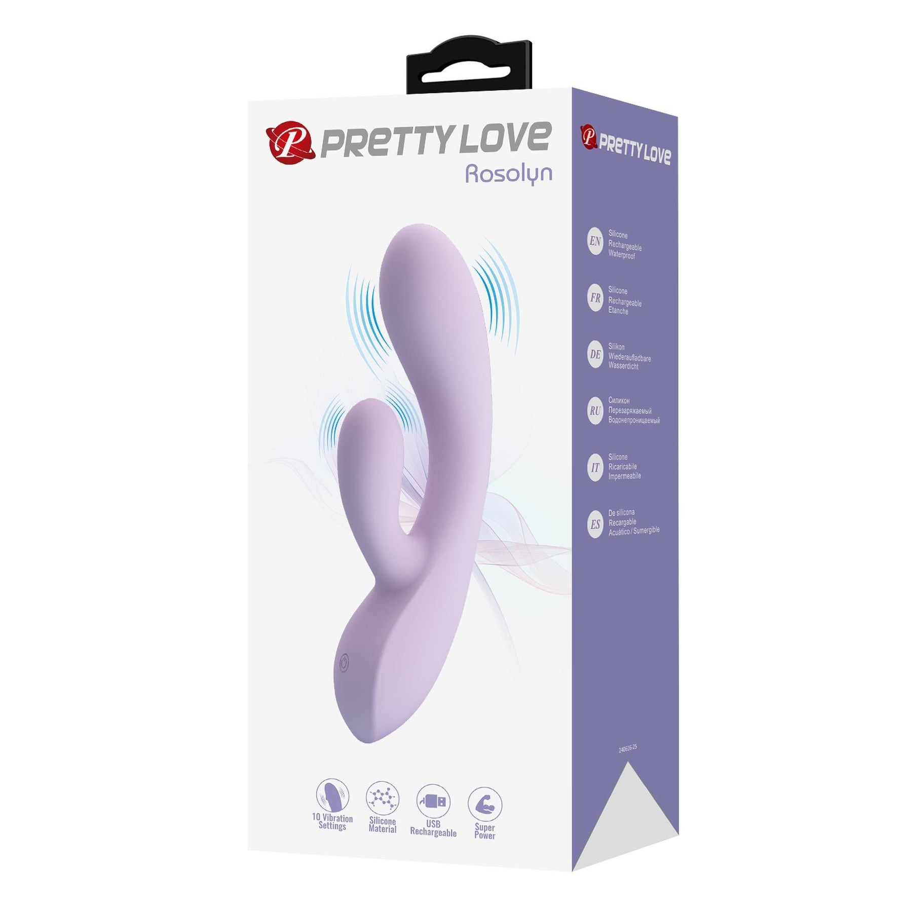 Vibrator USB Rosolyn Pretty Love din silicon, cu formă de iepuraș, 10 moduri