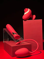 Vibrator USB drăguț din silicon roșu de 10 cm, seria B