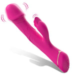 Vibrator iepure Rubberco, silicon, roz și roșu, 9 vibrații