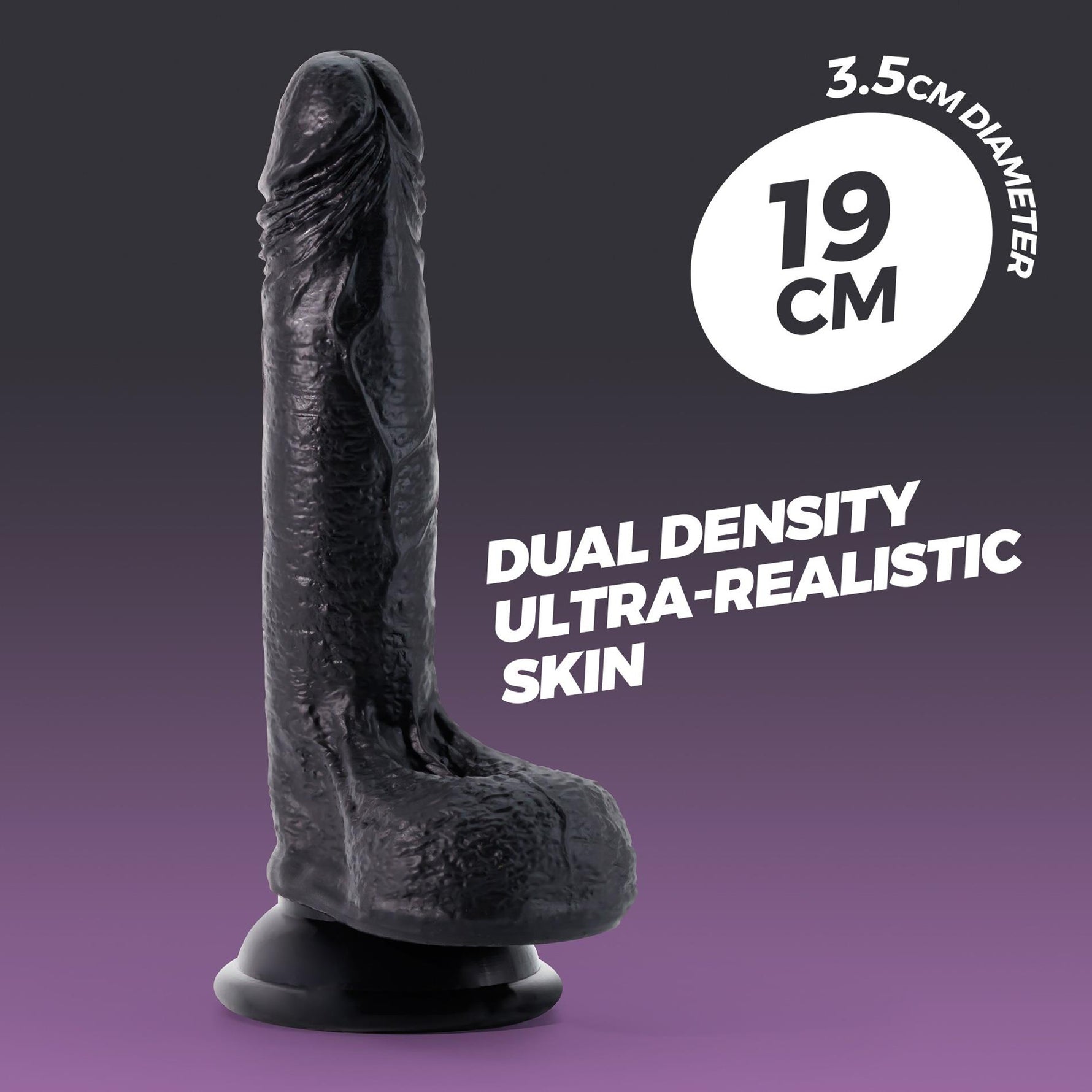 Dildo realist din silicon Crushious Inviktus negru 19 cm